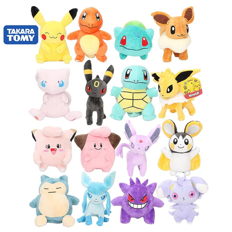 Takara Tomy Pokemon Pikachu Eevee плюшевые игрушки Jigglypuff Charmander Gengar Squirtle Bulbasaur животные плюшевые мягкие игрушки