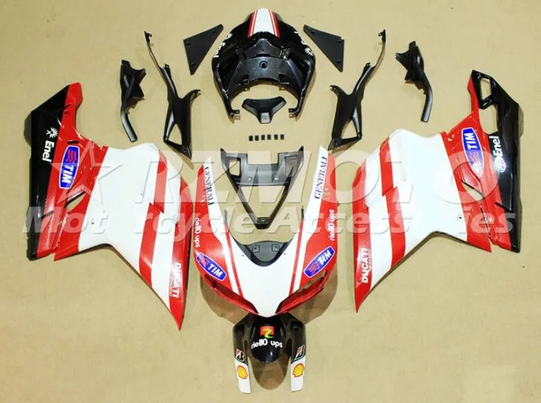 

Injection Mold New ABS Motorcycle Fairings Kit Fit for DUCATI 848 1098 1198 1098s 2007 -- 2011Bodywork Set custom red white UK