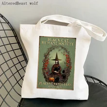 

Women Shopper bag Black Cat Humane Society Placing Familiars Bag Harajuku Shopping Canvas Shopper handbag Tote Shoulder Lady Bag