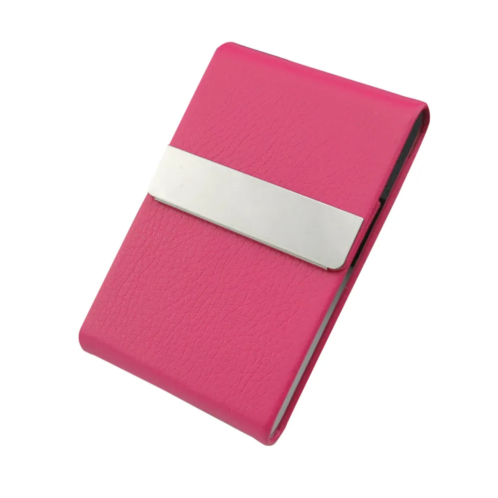 MAIOUMY кошелек с отделами для карт Контейнер Кожа из нержавеющей стали бизнес имя кошелек с отделами для карт элегантный дизайн Визитная Карточка Чехол - Цвет: Hot pink