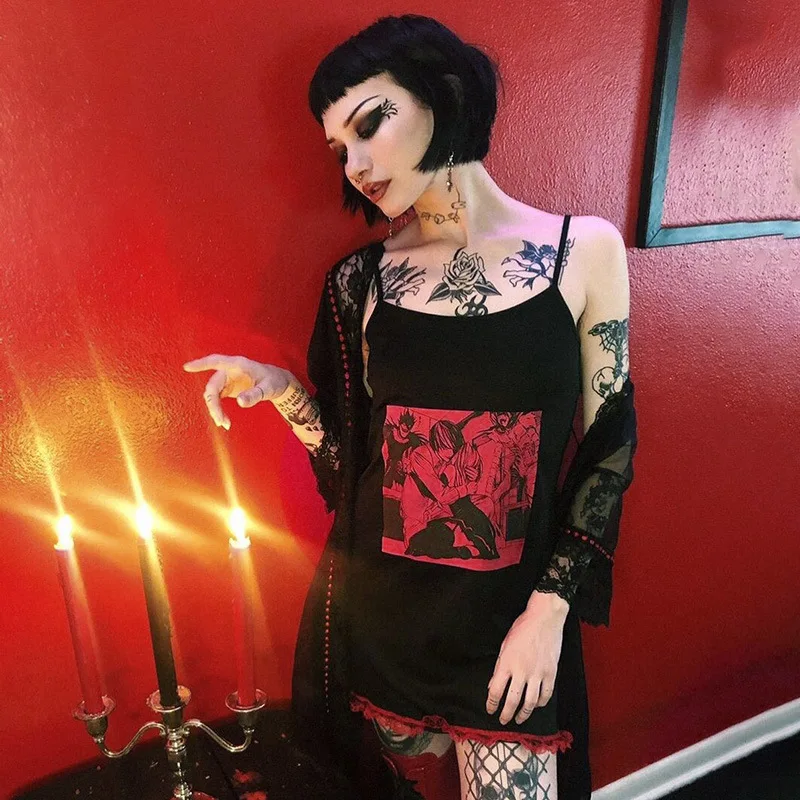 Dollskill Black Y2k Dress Mall Gothic 