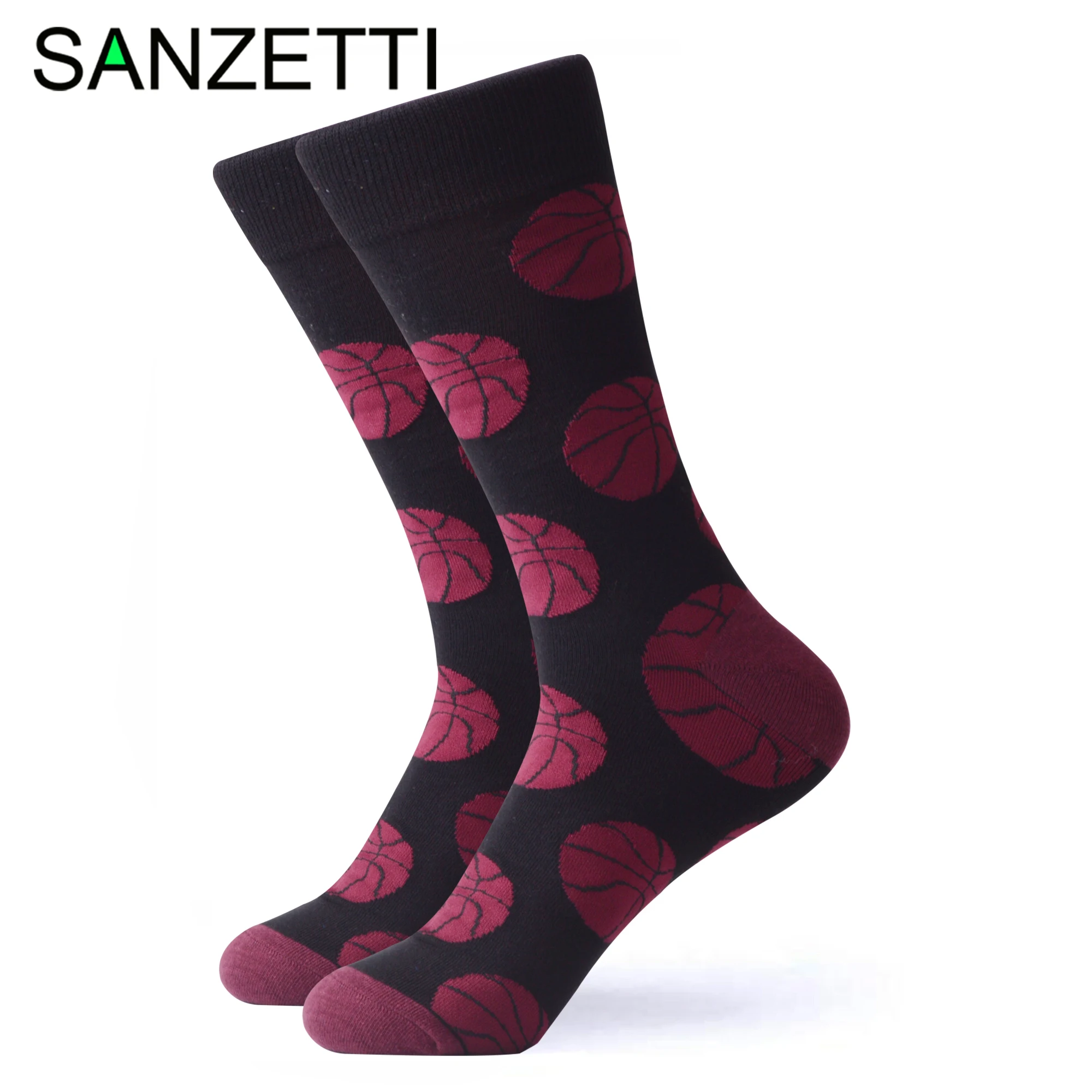 SANZETTI 1 Pair Happy Socks High Quality Men's Colorful Comfortable Combed Cotton Rugby Football Golf Gift Wedding Dress Socks