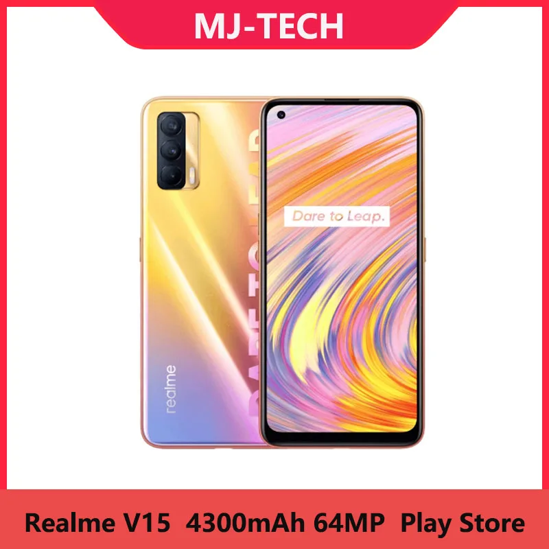 Новинка Realme V15 6 ГБ 128 5G дюйма FHD + SuperAMOLED Восьмиядерный процессор 800U 4 мАч 64 мп 50 Вт