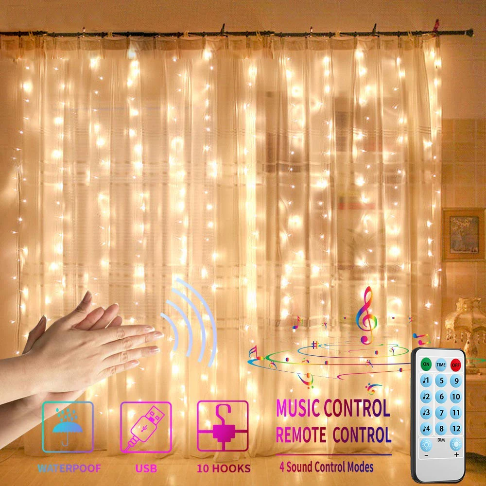 

LED Icicle Bluetooth USB remote garland curtain string lights Fairy Christmas light for Wedding home window party decor lighting