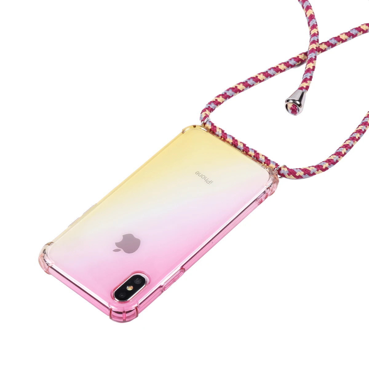 Lanyard rainbow aurora transparent phone case for iphone 12 7 8 plus X Xs max XR 11 pro 6 6s shoulder strap rope cord cover | Мобильные
