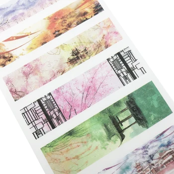 

6 Sheets/pack Decorative Stickers Travel Diary Washi Paper Stickers Ancient Chinese Japanese Girls Landscape pattern Stickers