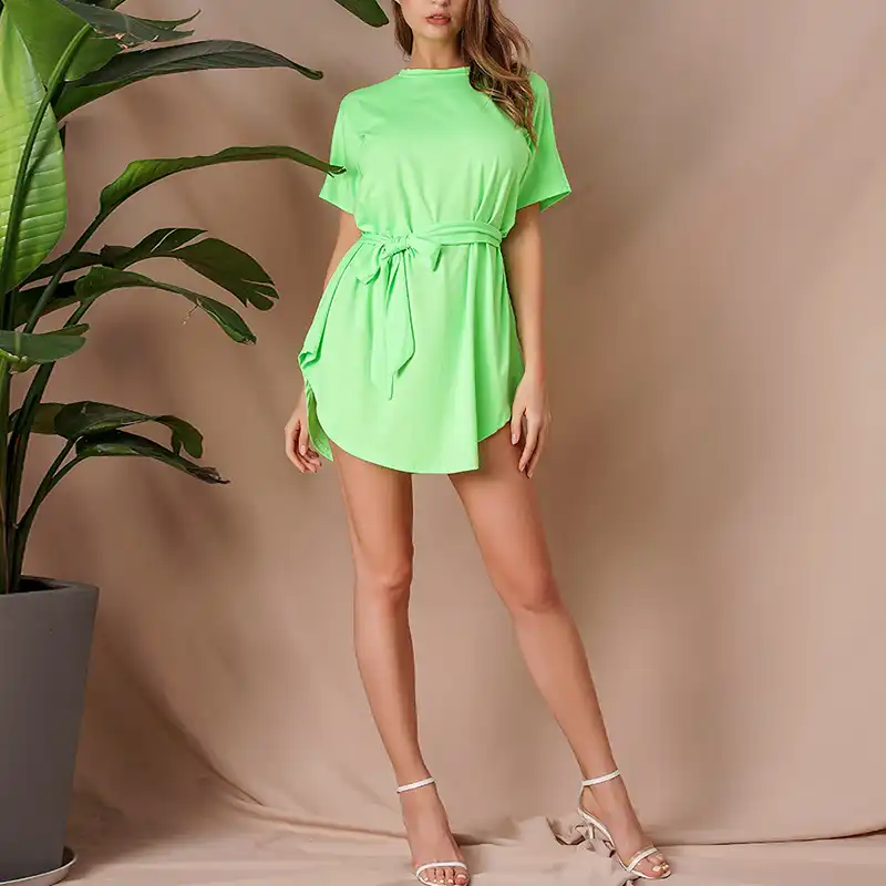 neon green shirt dress