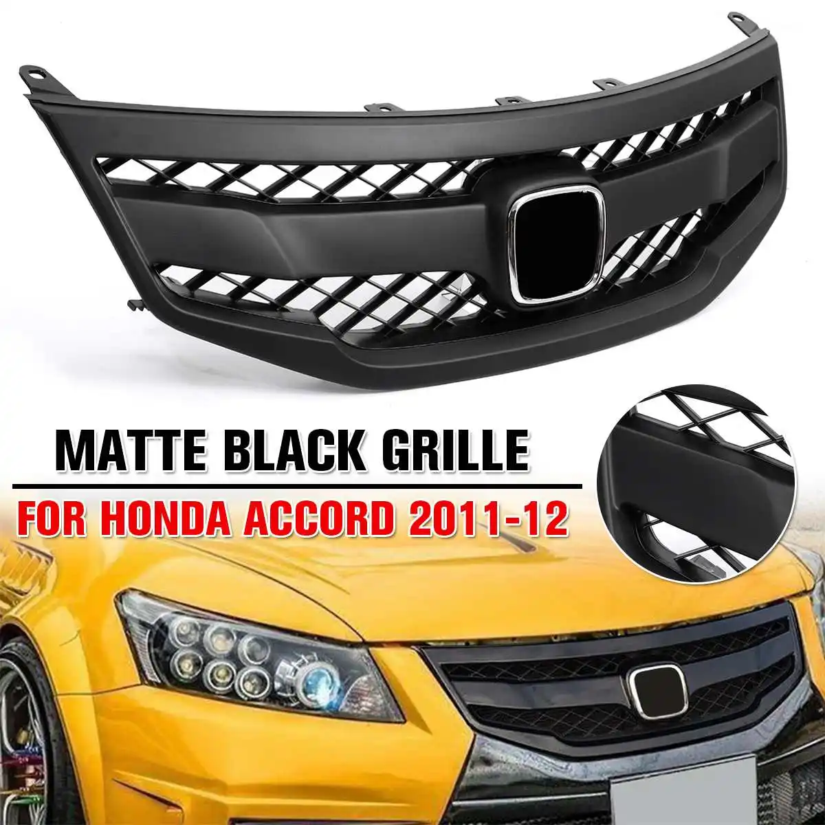 

Car Front Grille Bumper Hood Upper Lower Mesh for JDM Sport Style Horizontal Mesh Grill FOR HONDA for ACCORD 4DR SEDAN 2011-2012