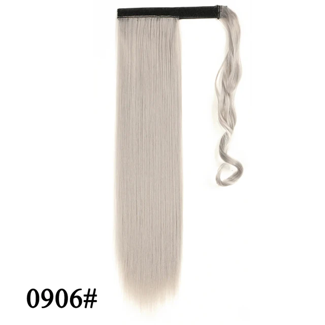 Leeons 20'' Synthetic Ponytail Hair pieces Heat Resistant Fiber Straight Ribbon Clip In Hair Extension 21 colors Brown Black 0906