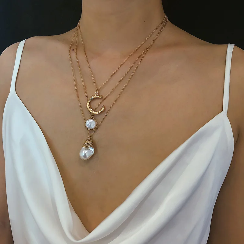 Nuevo 2019 collar de perlas blancas para mujeres collares con colgante de multicapa joyería sin cuello de moda femenina en el cuello - AliExpress Joyería y accesorios