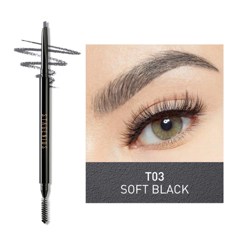Very Fine Double-end Eyebrow Pencil Waterproof Smudge-proof Easy To Color Fine Refill Eyebrow Pen