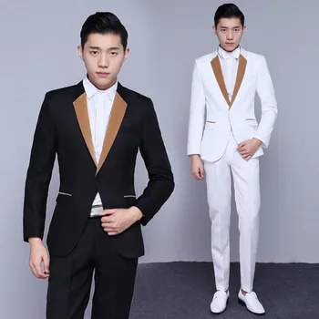 

2020 Men Velvet Joint Collar Suit Performance Singer Host Suit Two Pieces