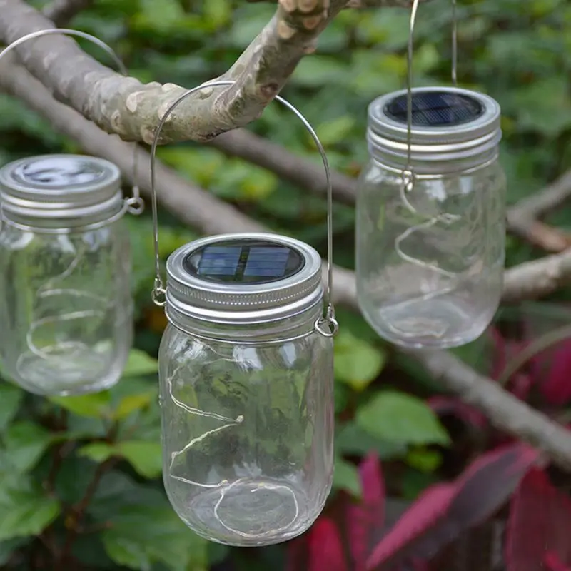 20 светодиодный солнечный Сказочный Рождественский светильник Mason Jar 2 м теплый белый свет подвесной фонарь открытый патио садовый декор