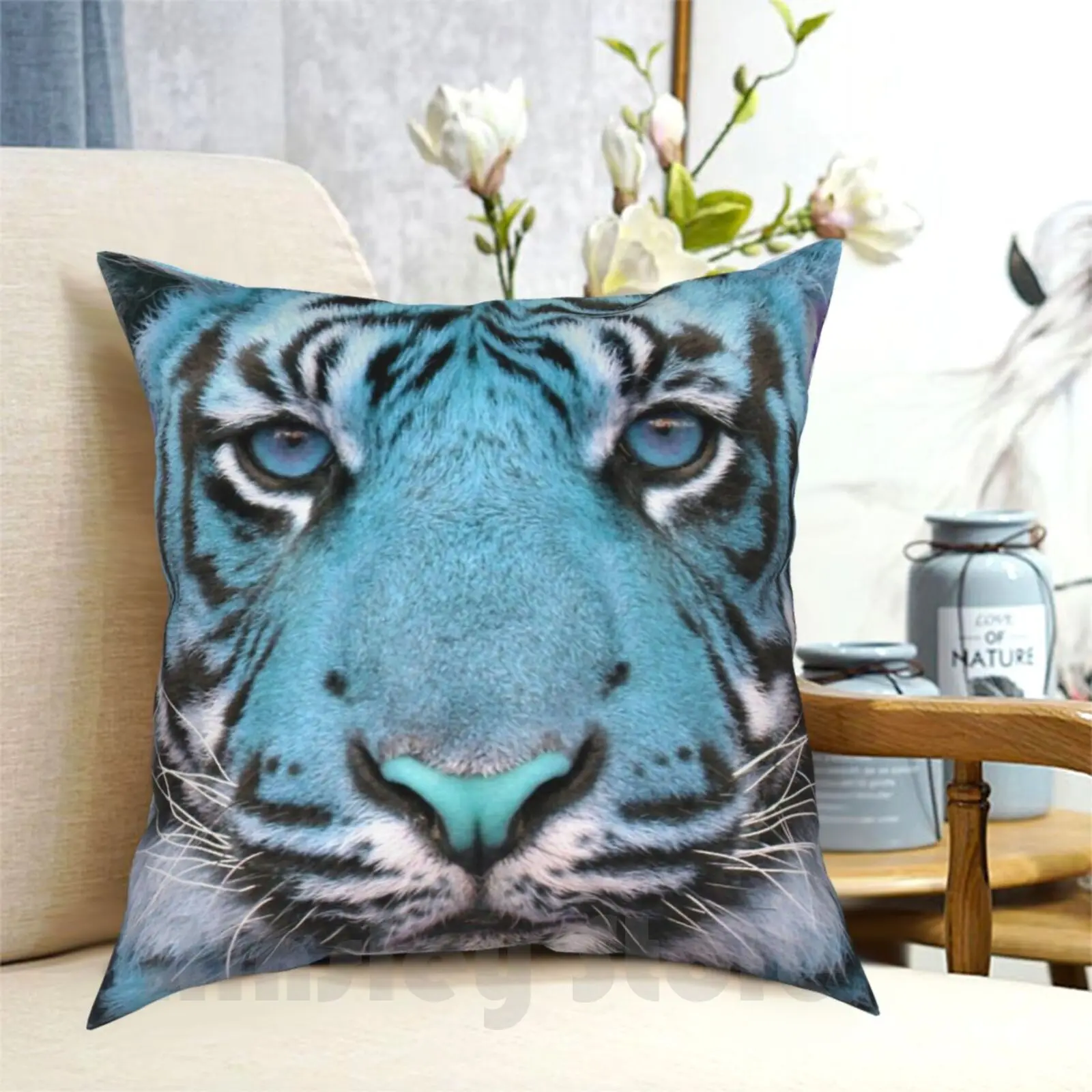 

Крутой Тигр в синей подушке чехол с рисунком для дома мягкий чехол Тигр Кот Синий крутой
