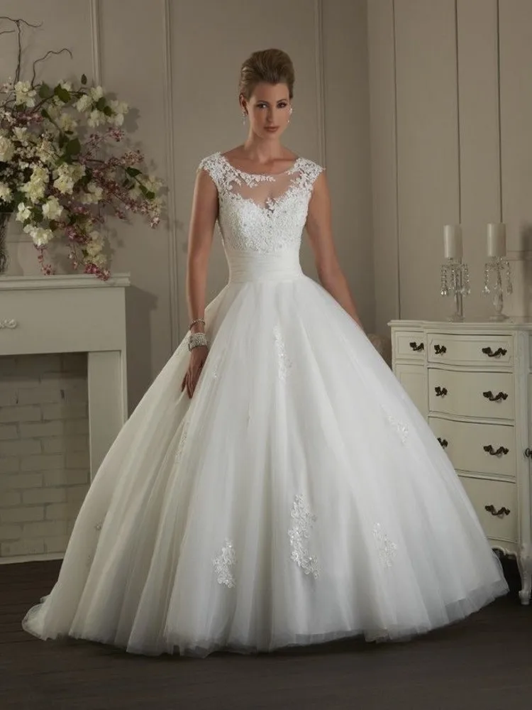 Новое поступление Vestido de noiva, кружевное бальное платье из тюля с аппликацией и открытыми плечами, свадебные платья