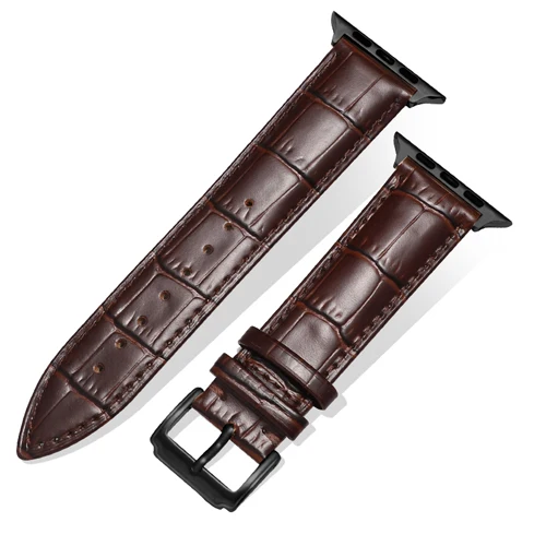 Dark brown Black Ремешок для apple watch 42 мм 38 мм apple watch 44 мм 40 мм кожаный браслет correa для часов iwatch series 5 4 3 2 1 Аксессуары - Цвет ремешка: Dark brown Black