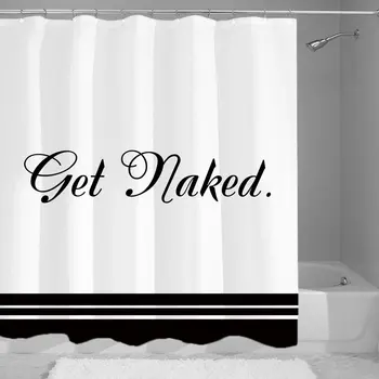 

Get Nacked Fabric Shower Curtain Decor by Black Stripes,100% Waterproof Fade Resistant Polyester Fabric Bathroom Decorations,