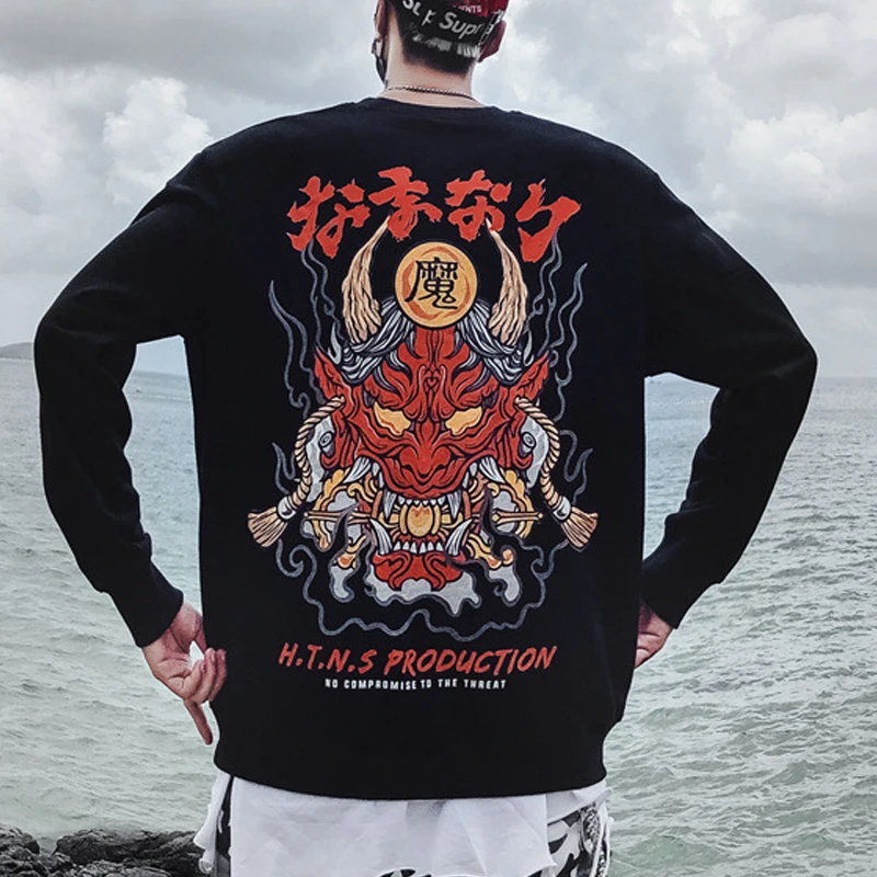 

Japanese Sweatshirt Men Jackets Demon Costs Hip Hop Streetwear Male Bomber Tattoo Jacket 2019 Winter Vintage Men's Clothes XXL