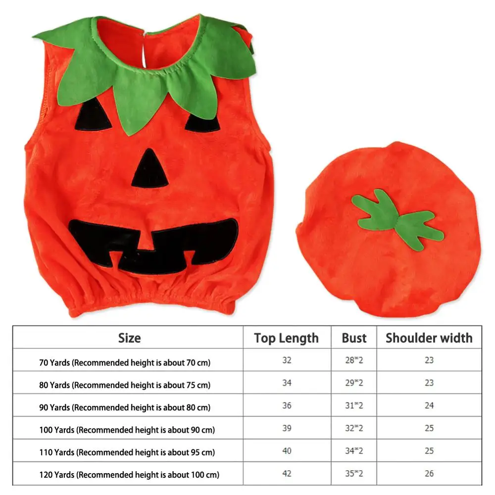 Toddler Infant Baby Boy Girl Cosplay Pumpkin Halloween Outfits Vest Tops Hat Newborn Halloween Costume For Baby Girl Clothes Set