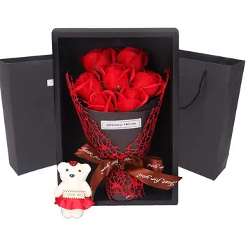 

Rose Soap 7Pcs Scented Rose Flower Petal Bath Body Soap Wedding Party Gift Best Decoration Case Festival Box