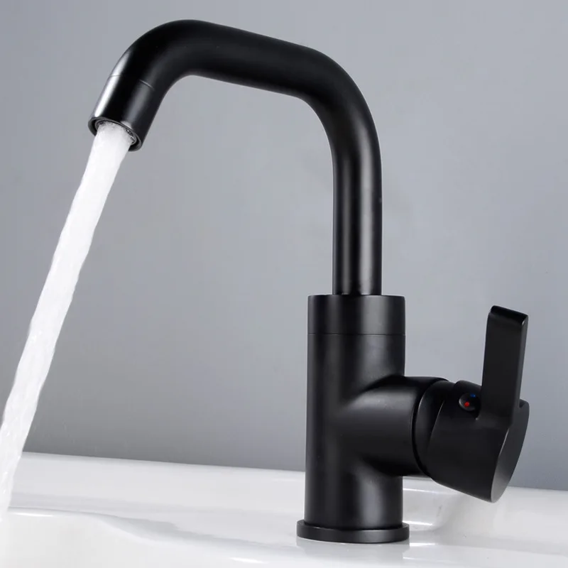 

Copper Basin Faucet Black And White with Pattern Gold Table Basin Hot And Cold Faucet Set Factory Direct Selling MT1002