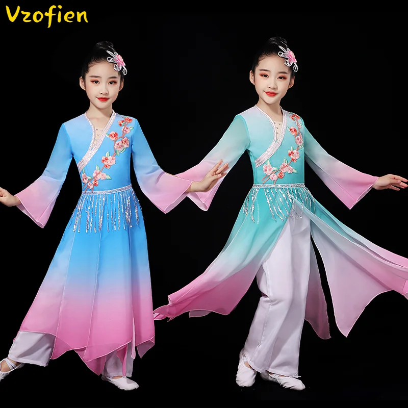 Tanio Tradycyjne chińskie eleganckie kostiumy do tańca Yangko dziewczyny dzieci