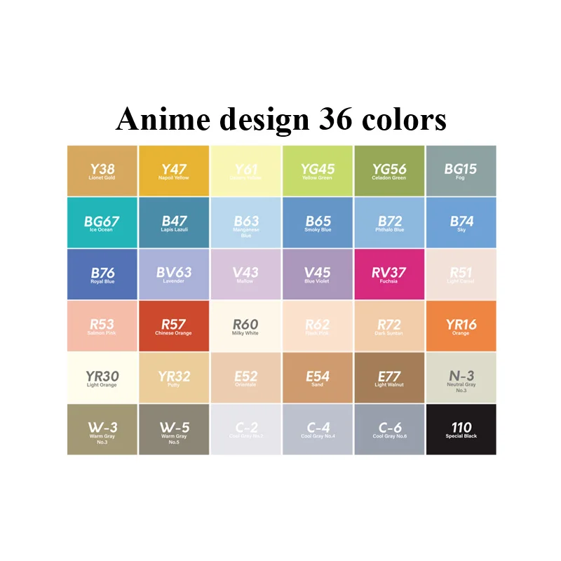 Croma Двойные головки для рисования 12/24/36/48/60/72/216 Цвета Водонепроницаемый эскиз жирной на спиртовой основе маркер для аниме студентов дизайн - Цвет: Anime-36colors