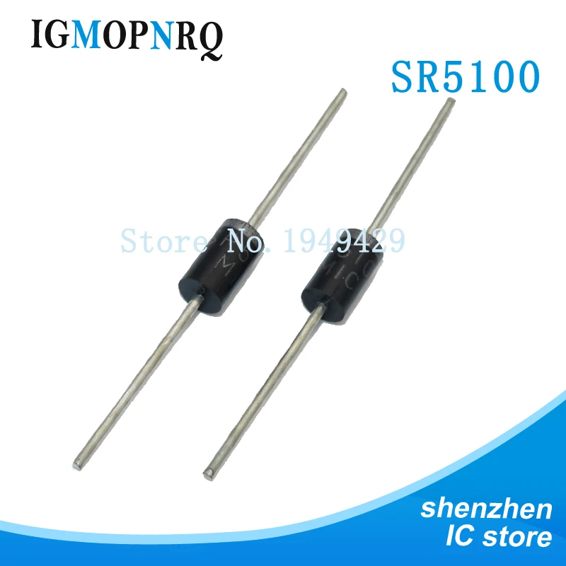 Новый диод Шоттки 20 шт./лот SR5100 SB5100 5A/100V DO 27 SB5100|Диоды| |