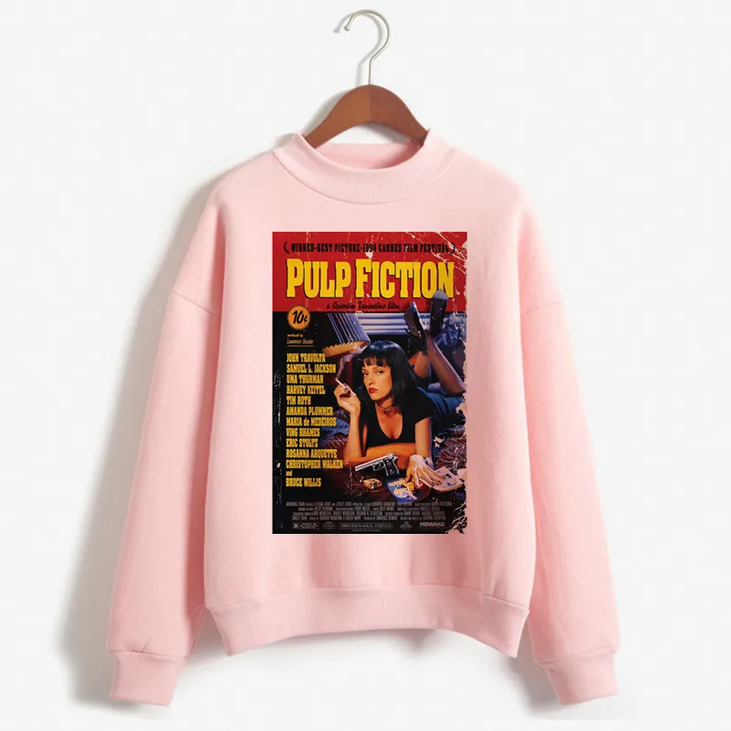 P1715A-pink Новейшая целлюлозная фантастика Квентин Тарантино печати толстовки женские модные винтажная толстовка женская одежда 90s Harajuku Толстовка - Цвет: P1715A-pink