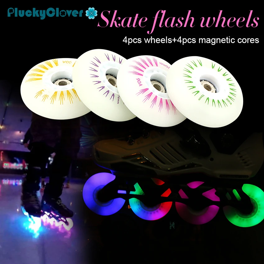 KSS 82A Skate Rollerblade Light Up LED Inline Wheels with ABEC 9 Bearings 4 Pack Black 76mm KSS 82A Skate Rollerblade Light Up LED Inline Wheels with ABEC 9 Bearings 4 Pack Black 76mm