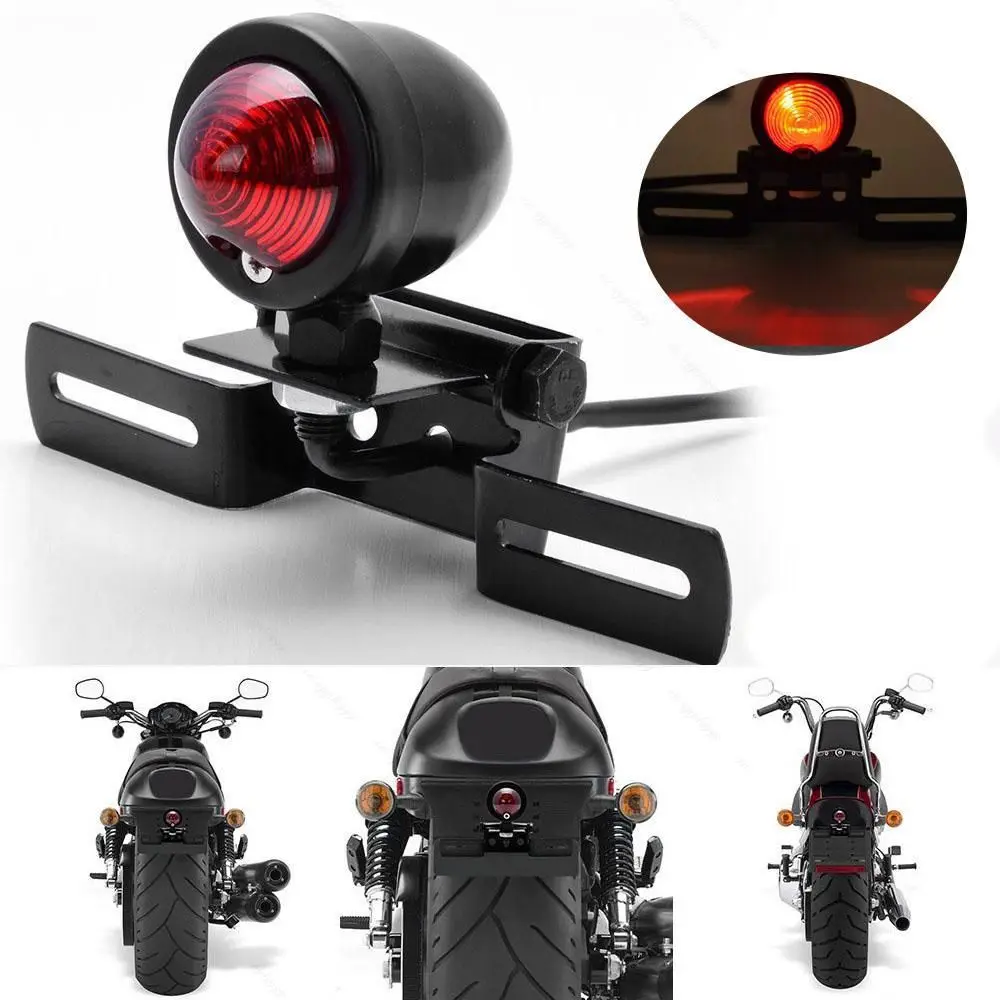 1x Motorcycle Rear Tail Stop Light Brake w/ Plate Holder for Harley Bobber Cafe Running light Rear brake Marker light