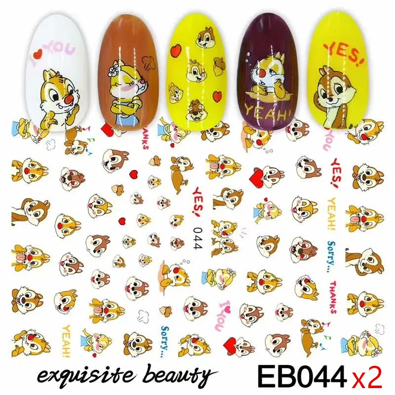 2 sheets EB044 12 листов водная наклейка для украшения ногтей наклейки для ногтей тату Полное покрытие красота мультфильм мышь Переводные картинки маникюрные принадлежности Новинка - Цвет: 2 sheets EB044