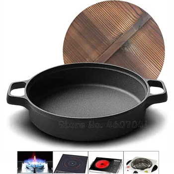 

28/30cm Cast Iron Pan Frying Pan with lid Pancake Skillet Steak Grill Pan Non Stick Cooking Pot home Kitchen Cookware Tools