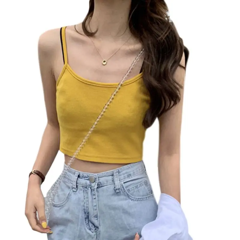 Купить Women Summer Sexy Navel Camis Vest Solid Color Spaghetti Strap Basic Crop Top 63HC  Женская одежда | Топы (4001065533838)