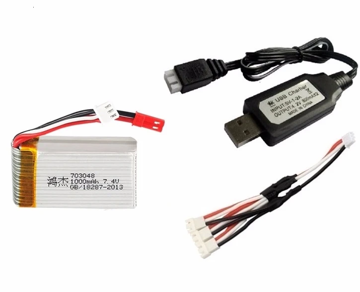 7,4 v 1000mah 703048 Lipo батарея+ зарядное устройство для MJXRC X600 U829A U829X X600 F46 X601H JXD391 FT007 2s Lipo батарея RC игрушка Батарея - Цвет: Бургундия