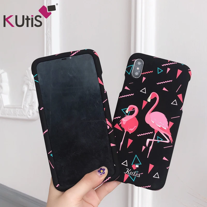 Чехол для iphone XS max X XR с фламинго, 360 Защитная передняя и задняя крышка для iphone 8 6 7 plus Розовый Единорог Летний чехол - Цвет: Шампанское