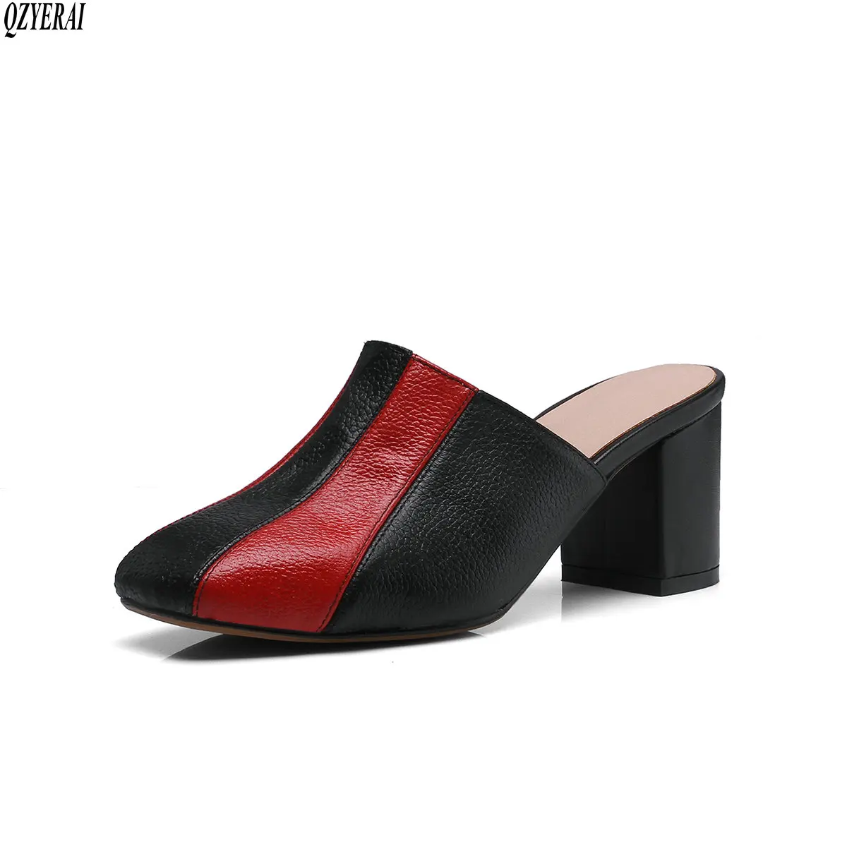 

Latest design 100% leather women's slippers matching stripes sandals sexy cowhand women's shoes size 34-40