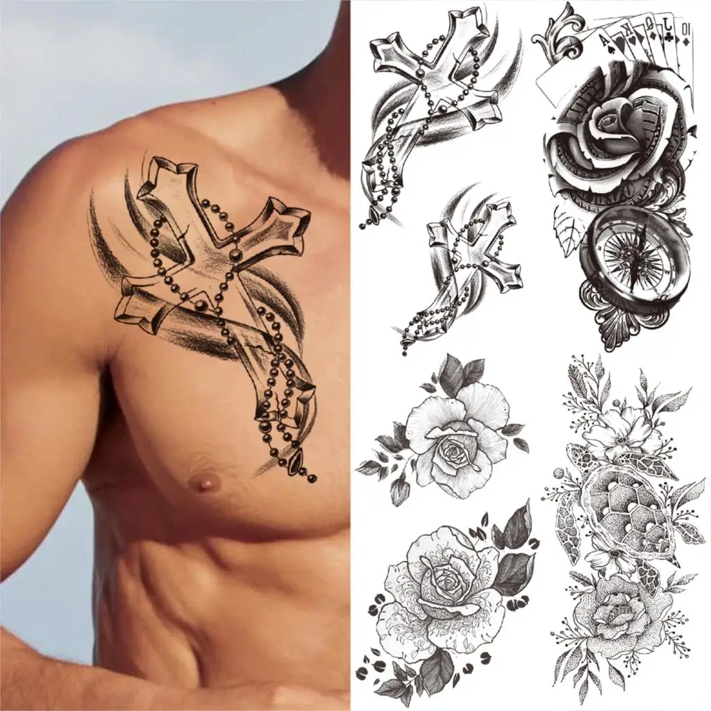 Реалистичная временная татуировка с перекрестной цепочкой для мужчин женщин