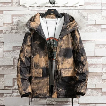 

Winter Jacket Men's Warm Thicken Parka Men Fashion Fur Collar Hooded Coat Mens Loose Cotton Jacket Male Clothes Outwear M-4XL