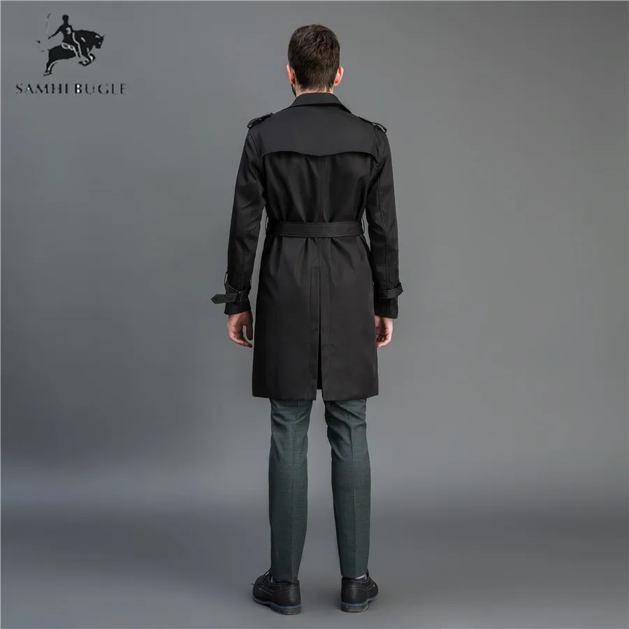 Fashion Double Breasted Trench Male Design Slim Fit Business Casual Outerwear Plus Size M 9XL Customized 5