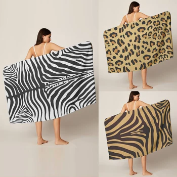 

Leopard Tiger Pattern Printed Rectangular Beach Towel Microfiber Summer Swimming Picnic Mat Tapestry Travel Blanket