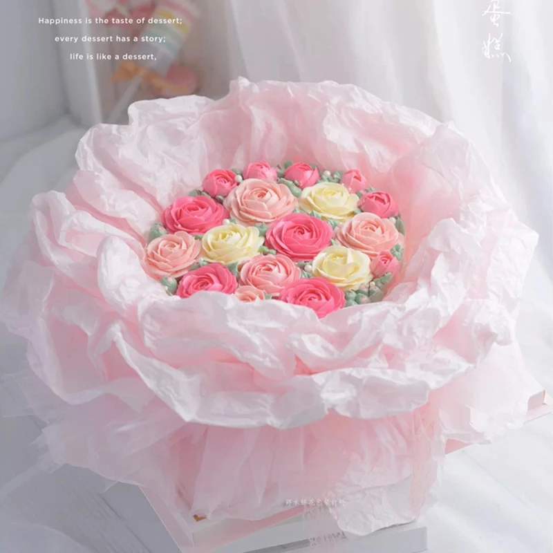 20pcs 50x35cm Thickened Waterproof Solid Color Paper Rose Bouquet Wrapping  Paper Florist Flower Packaging Material