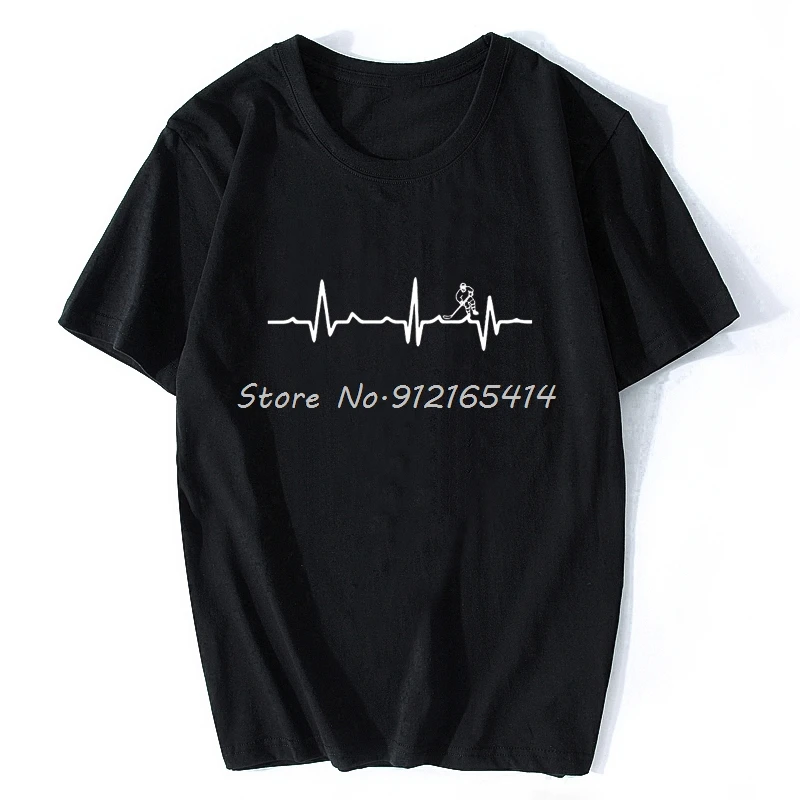 

Ice Hockey Heartbeat Birthday Funny Unisex Graphic Fashion New Cotton Short Sleeve T Shirts O-Neck Harajuku T-shirt