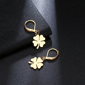 CACANA Clover Chic style Gold Earrings For Women Fashion Dangle Stainless Steel Temperament Earring Engagement Gifts Jewelry