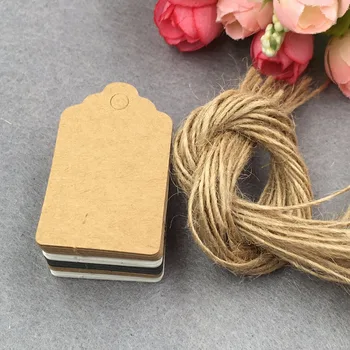 

200pcs 5x3cm DIY Blank Kraft Paper Gift Tags Wedding Favors For Gift Card Scrapbooks Signs with 200pcs string