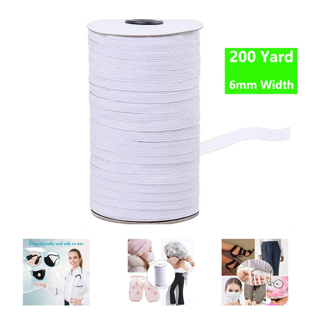 

200Yards Elastic Bands for Mouth Mask Flat Cord for Crafts Elastic Rope Face Mask Ear Ropes String Mask Cord Rope for face Mask