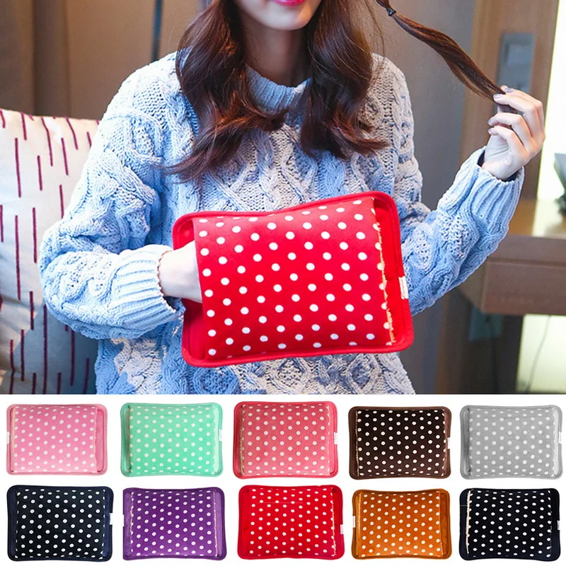 

Hot Water Bottle Electric Rechargeable Heat Water Bag Polka Dot Hand Warmer Velvet Hot-water Bag EU Plug 10 Colors