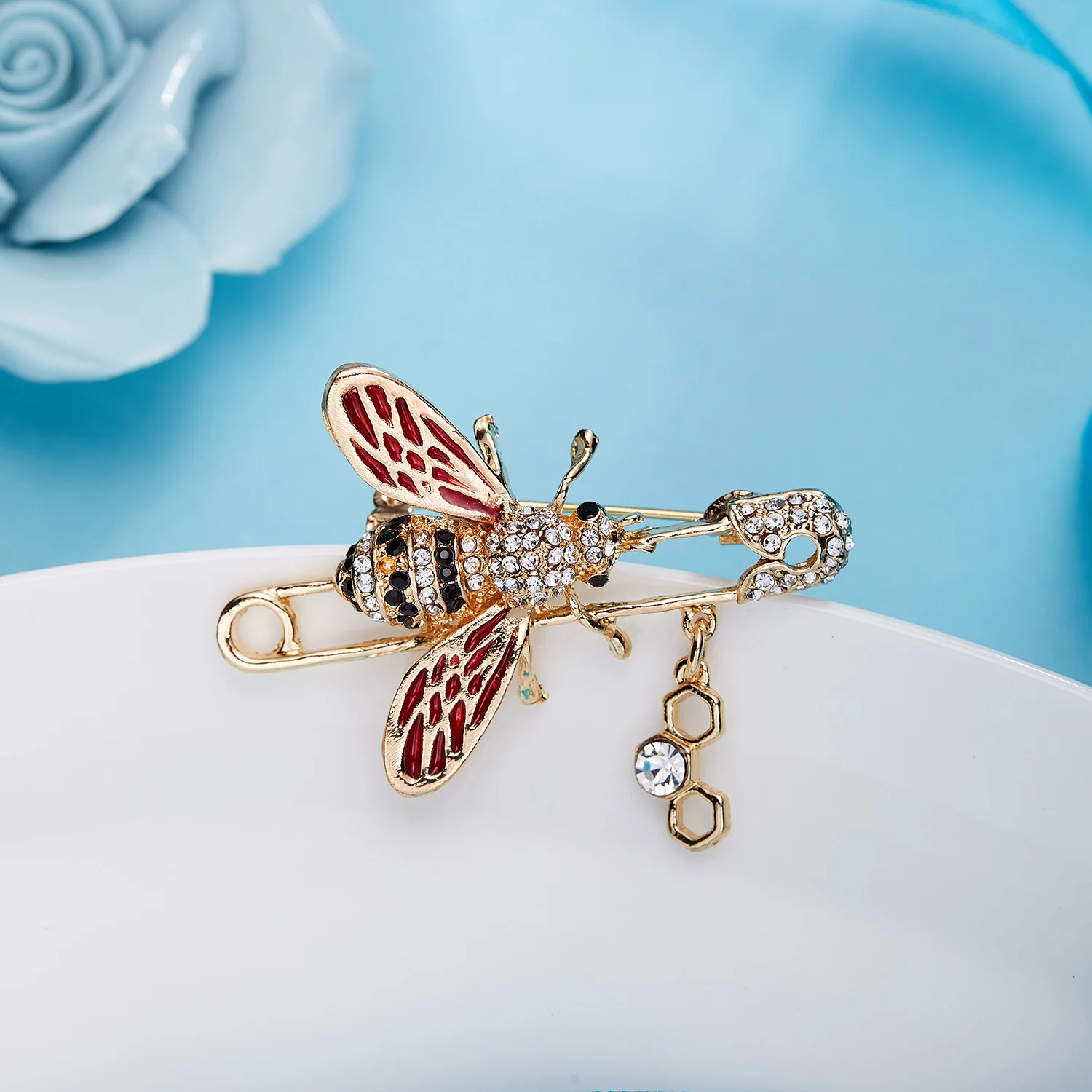 Vintage Fashion Bee Insect Brooch Colorful Enamel Crystal Rhinestone Animal For Women Men Statement Jewelry