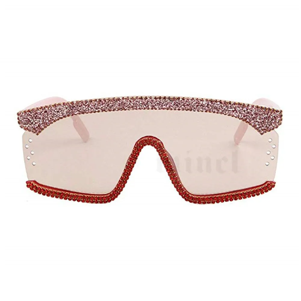 MINCL/новые женские цельные солнцезащитные очки блестящие мужские очки с гравием цветные солнечные очки UV400 FML