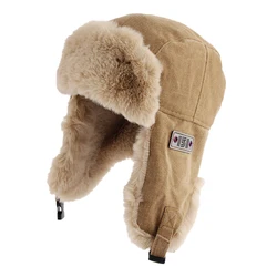 2020 Promotion Outdoor Russian Hat Women's New Winter Fashion Labeling Pilot Men's Faux Rabbit Hair Warm Bomber Trapper Ushanka